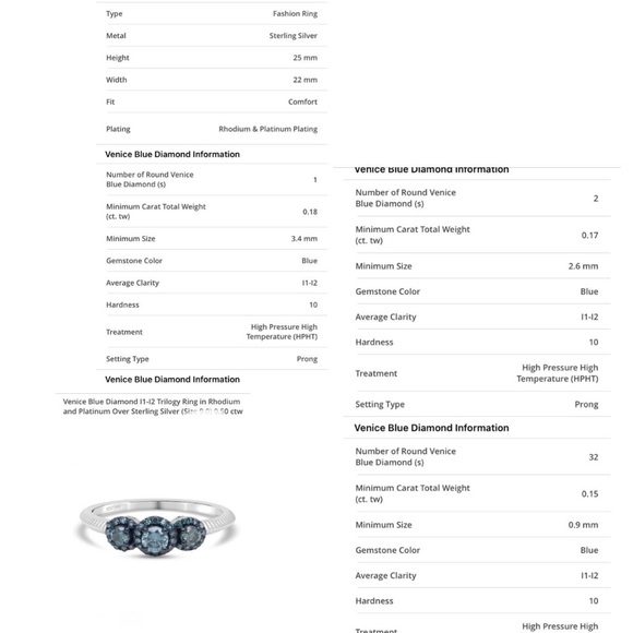 Genuine Blue Diamond trilogy Ring - Picture 4 of 9